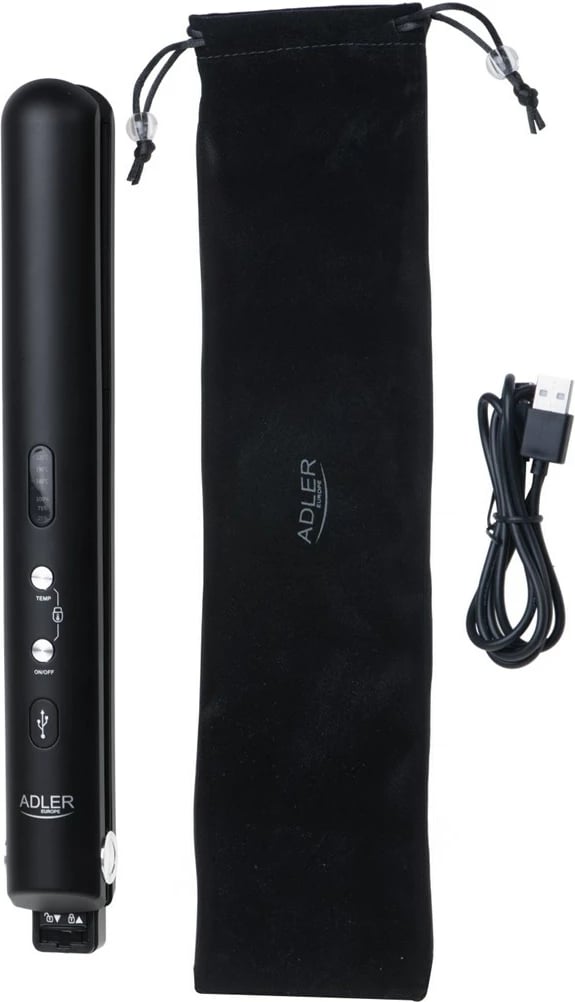 Hekur për drejtim flokësh Adler AD 2327b, qeramik, i zi