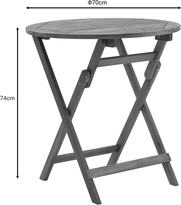 Tavolinë me karrige Gorpo-Carpuva set prej 3 copash, dru akacie i fortë natyral D70x74cm