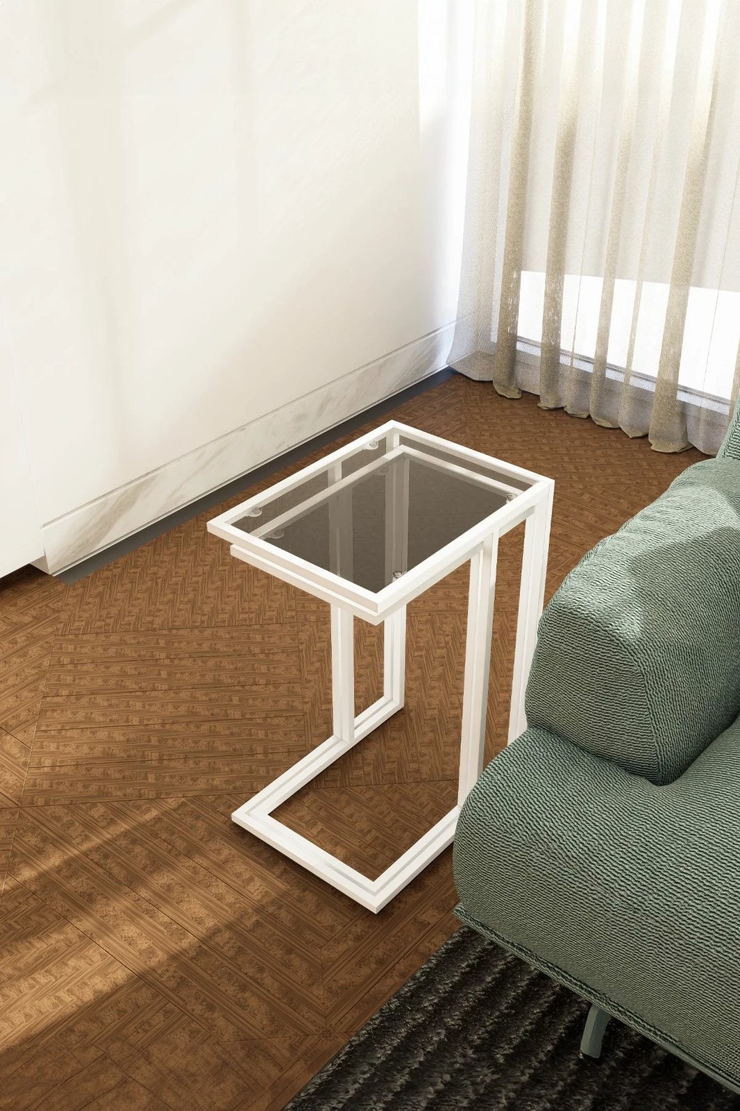 Set tavolinash të vendosshme, 3 copë, Hanah Home Ibiza C, e bardhë, fume