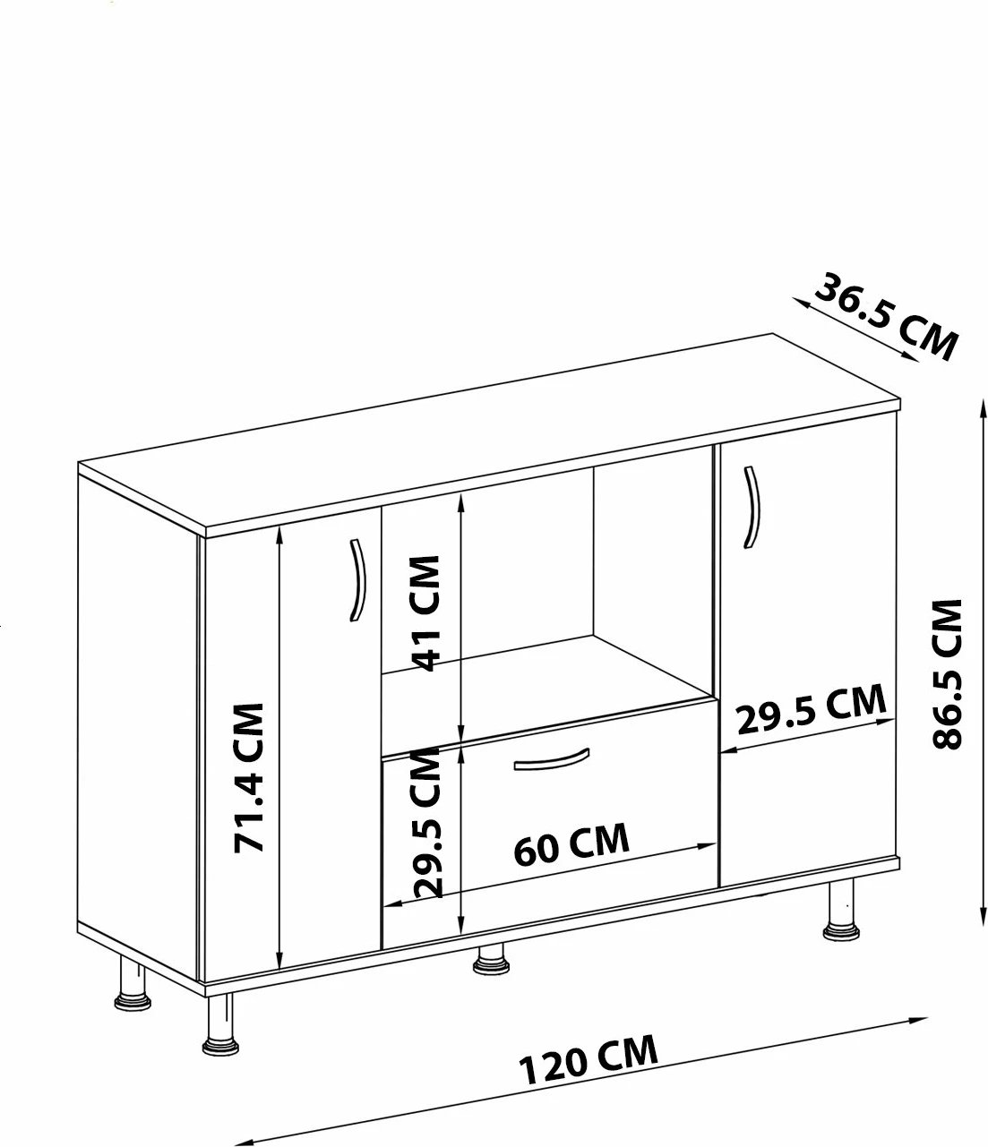Komodë multifunksionale, ngjyrë e bardhë, Pietro, Hanah Home