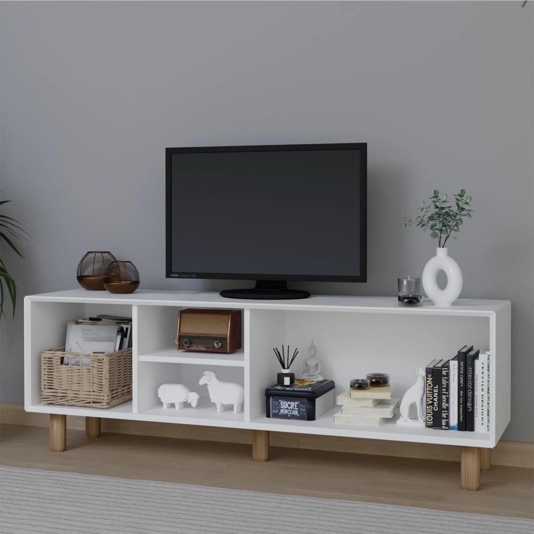 Komodë TV Skye Decor, stil bohemian, e bardhë, 1600-70