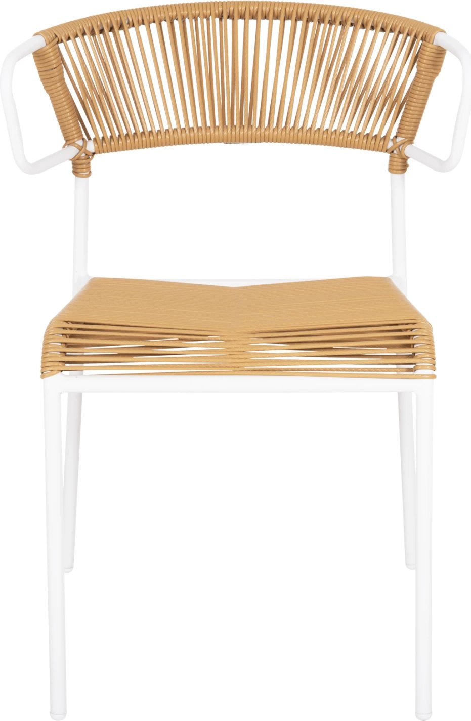 Karrige SUKI FH6053.01 metalike, ngjyrë e bardhë dhe ratan sintetik, ngjyrë natyrale, 54x62x80H cm