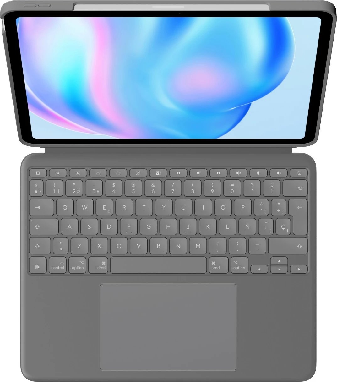 Mbështjellës tastierë Logitech Combo Touch për iPad Air 13 M2, QWERTY, spanjisht, trackpad, gri