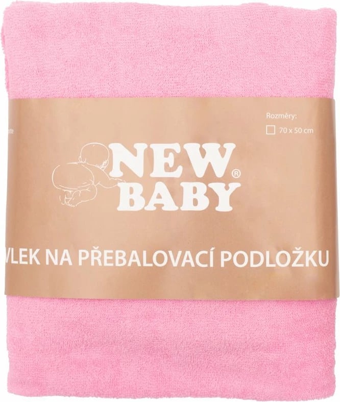 Mbulesë për dyshek ndërrimi, New Baby, 50x70 cm, froté 82% pambuk / 18% poliester, rozë