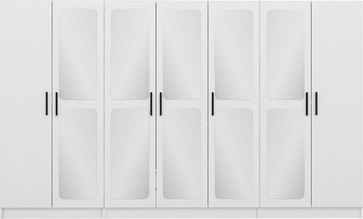 Dollap i bardhë me pasqyra, Skye Decor, 315x190x52 cm