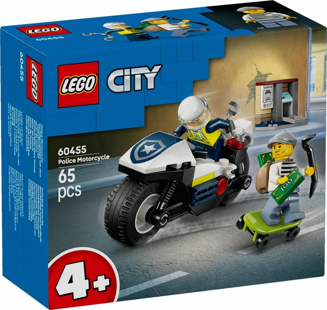 Set LEGO City Police Motorcycle Chase 60455, 65 pjesë, për fëmijë 4+