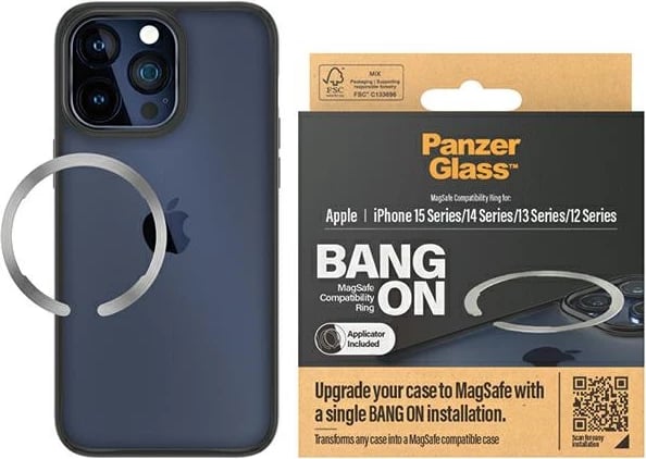 Unazë MagSafe PanzerGlass Bang ON për iPhone 12/13/14/15, argjendtë