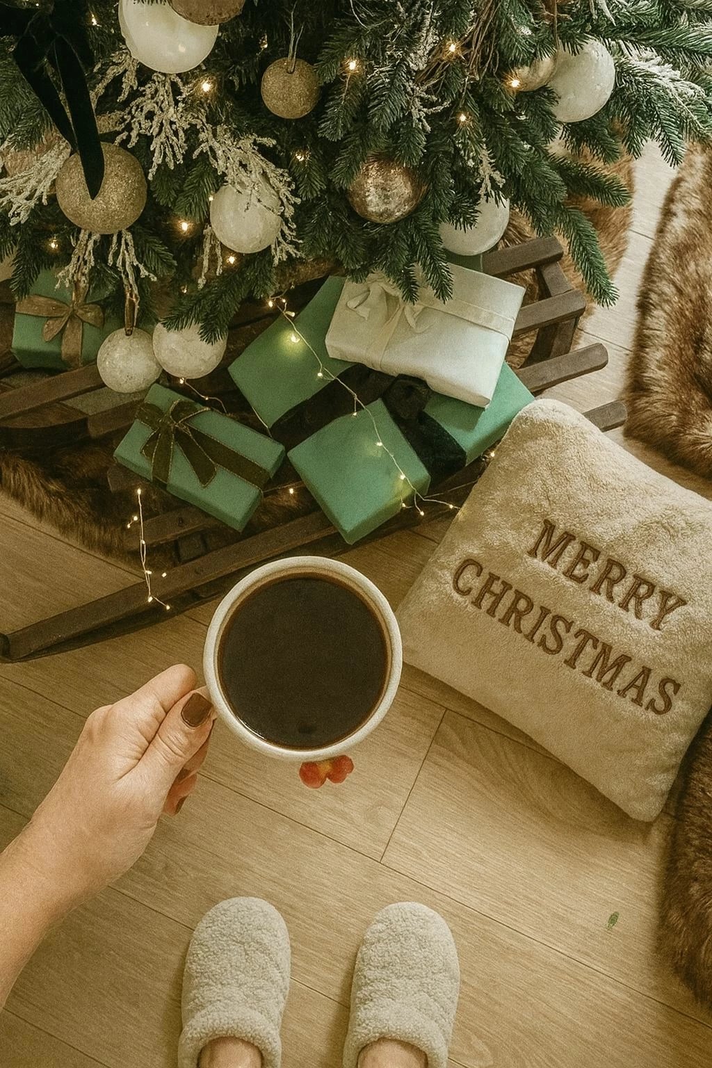 Jastëk dekorativ Krishtlindjesh, ngjyrë bezhë, Evila Originals, 43x43cm