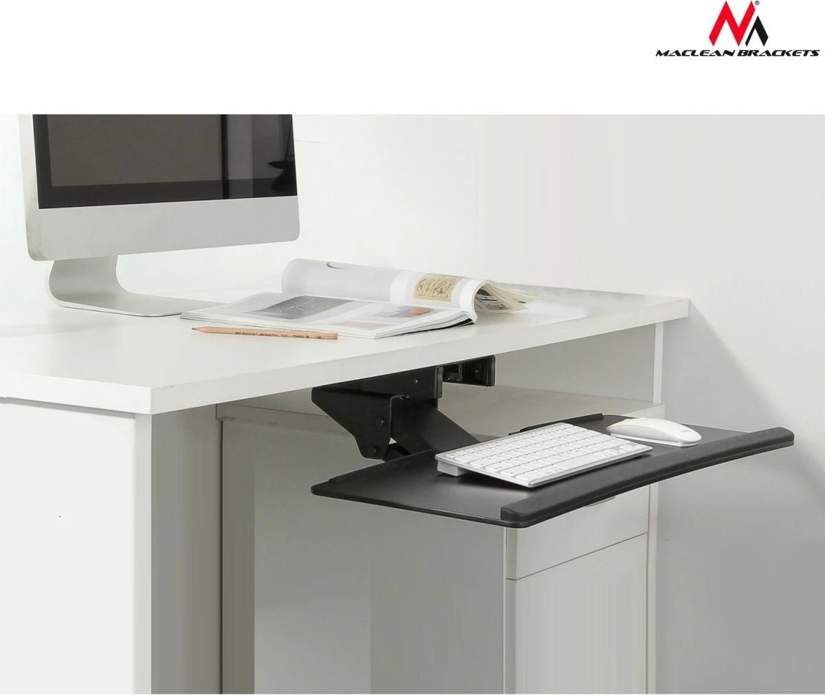 Mbajtëse tastiere Maclean MC-757 për tavolinë, deri 2 kg, e zezë