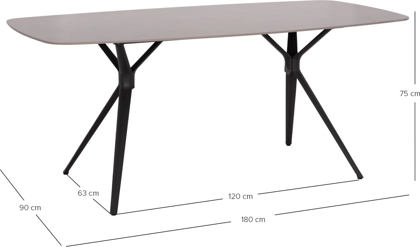 Tavolinë oborri ANTOINE, alumin ngjyrë qymyr, sipërfaqe gur i sinterizuar gri, 180x90x75cm