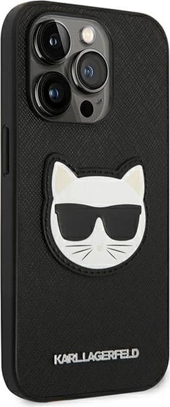 Mbështjellës Karl Lagerfeld KLHCP14XSAPCHK për iPhone 14 Pro Max 6.7", Saffiano Choupette Head Patch, i zi