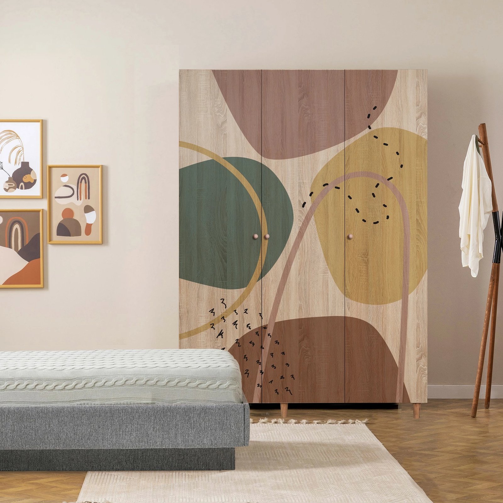 Dollap Lena 3, ngjyrë sonomo, Skye Decor, 135x192x52cm