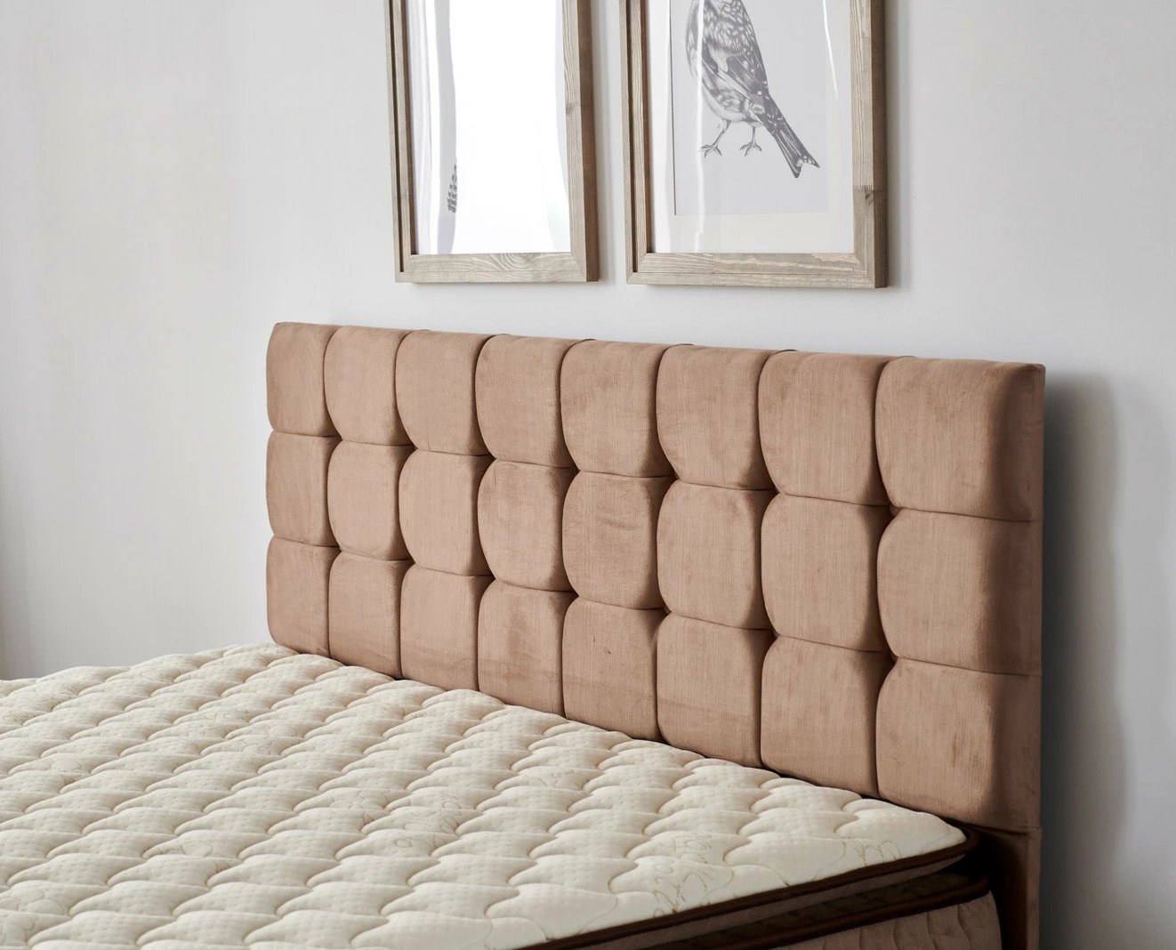 Set krevat, dyshek, bazë dhe shtrat, Skye Decor, ngjyrë kafe e çelët, 100x200