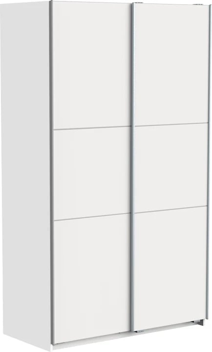 Dollap me dy dyer rrëshqitëse Kawen, ngjyrë e bardhë matte, 116.5x60x203cm