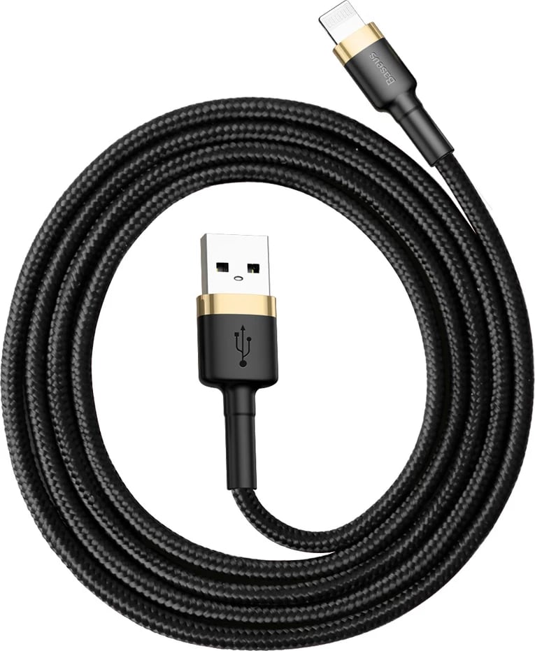 Kabllo Baseus Cafule CALKLF-BV1, USB-A në Lightning, 1m, 2.4A, e zezë/artë