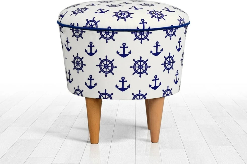Puf për fëmijë, dizajn marin, blu dhe bardhë, Cunda Atelier del Sofa