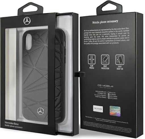 Mbështjellës Mercedes Twister për iPhone XR, lëkurë, i zi