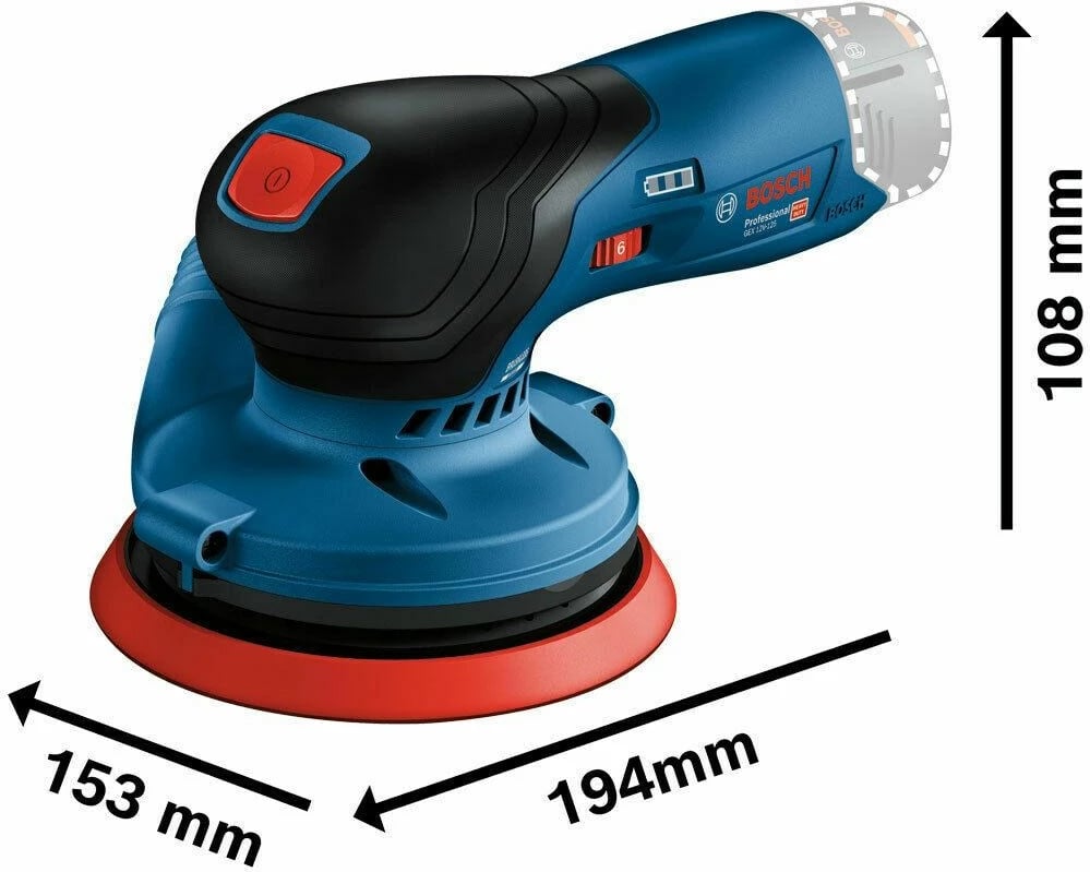 Lëmues orbital ekscentrik BOSCH GEX 12V-125 SOLO, 125mm, blu