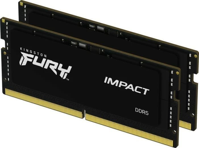 RAM Memorje Kingston Fury Impact DDR5 SODIMM 32GB (2x16GB), 4800MHz, CL38, për laptopë, e zezë