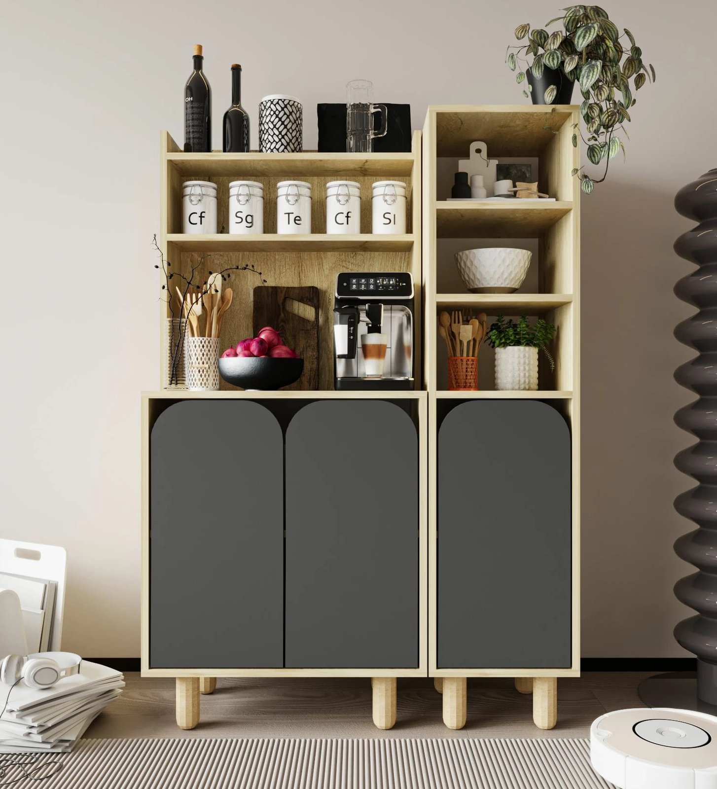 Dollap multifunksional Skye Decor, Parma 3, ngjyrë lis safir, antracit