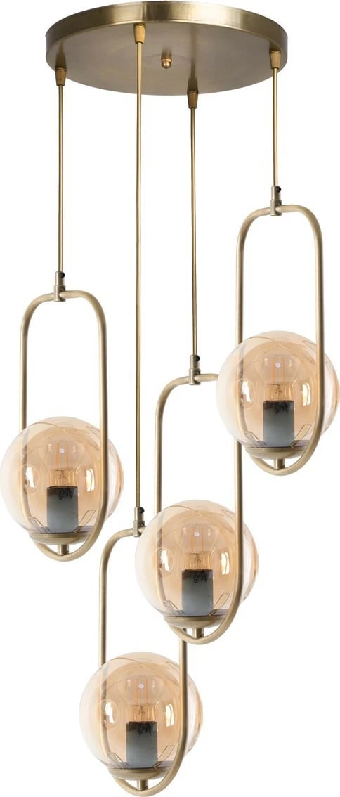 Llambë tavani Opviq, ahu, 4 llamba, tepsi, xham balte, ngjyrë bakri