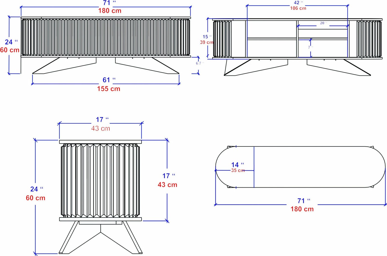 Komodë TV Hanah Home, anthracite dhe e bardhë, Stor