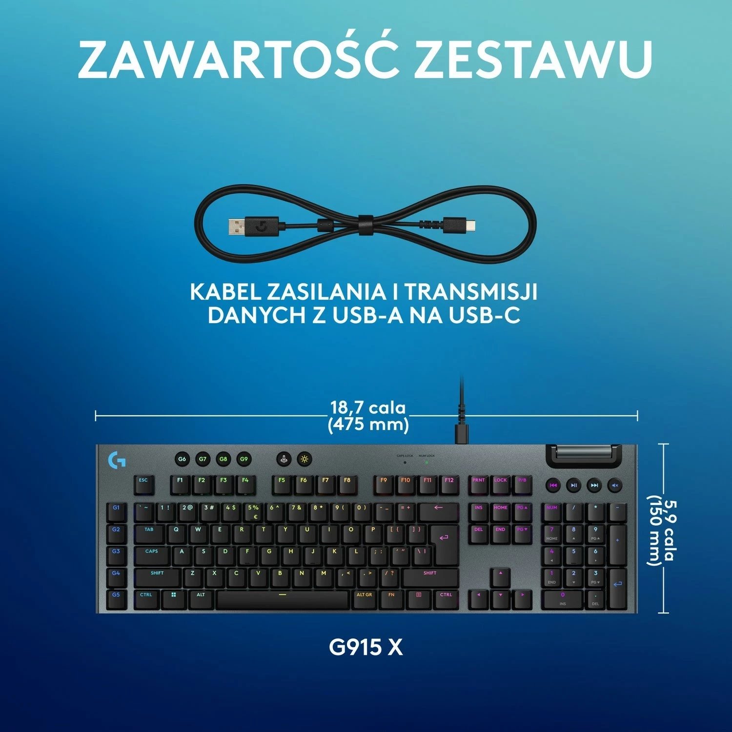 Tastierë Logitech G915 X Tactile, RGB, e zezë