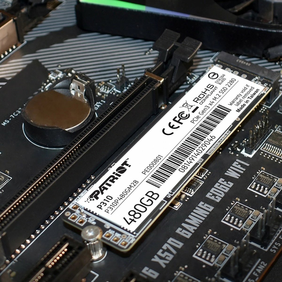 SSD Patriot P310, 480GB, M.2 2280, PCIe Gen3 x4, NVMe