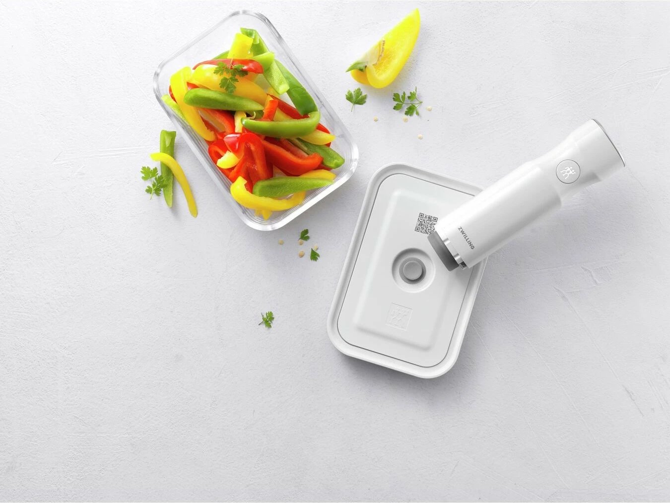 Kuti vakum qelqi Zwilling Fresh & Save 0.9L, kapak plastik, rezistente 180°C, gri/transparente