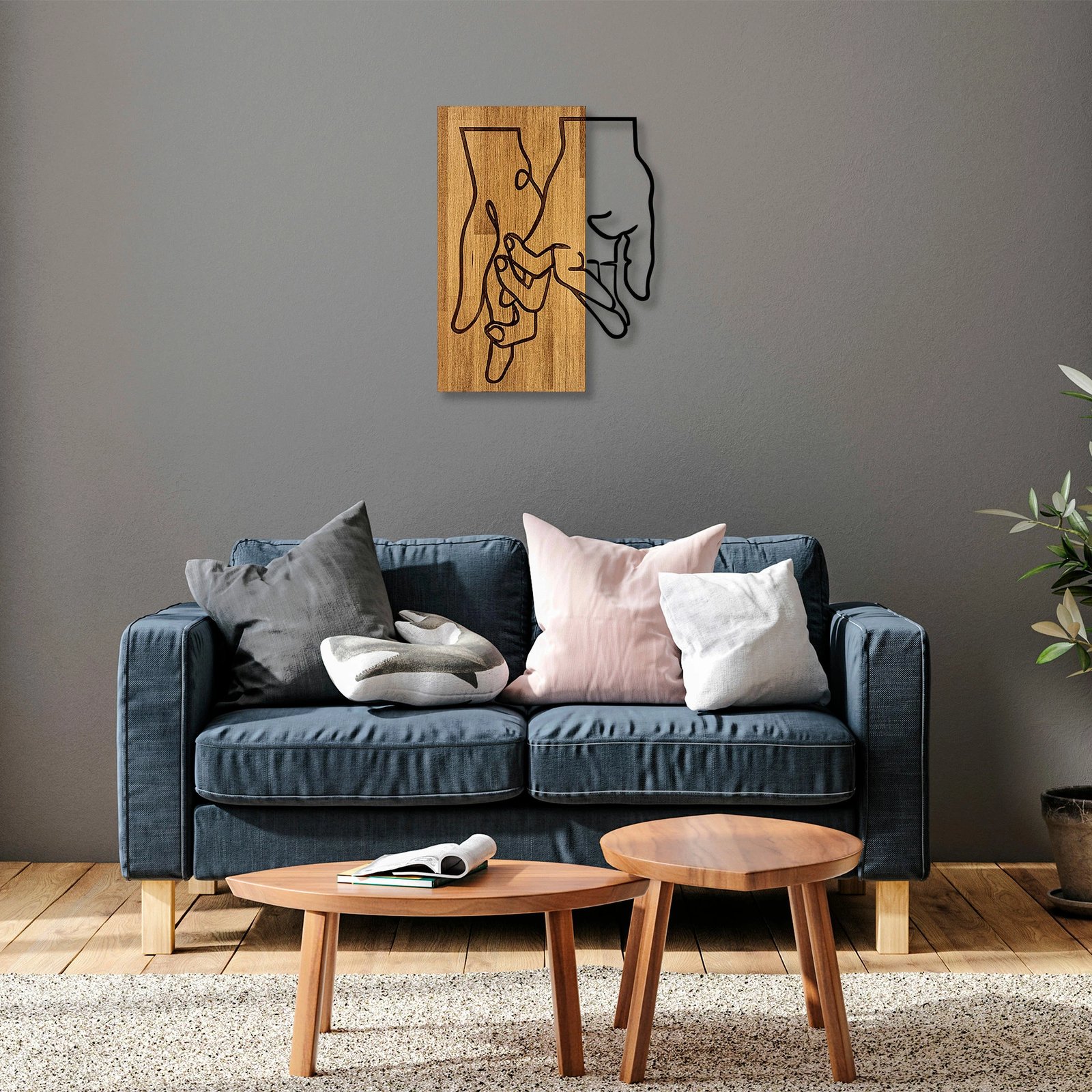 Aksesor dekorativ muri, dru dhe metal, ngjyrë arre dhe e zezë, Wallity MA-279, 45x58cm