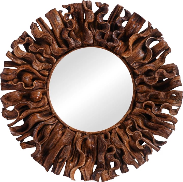 Pasqyrë Adrez Inart druri natyral Φ70x8cm