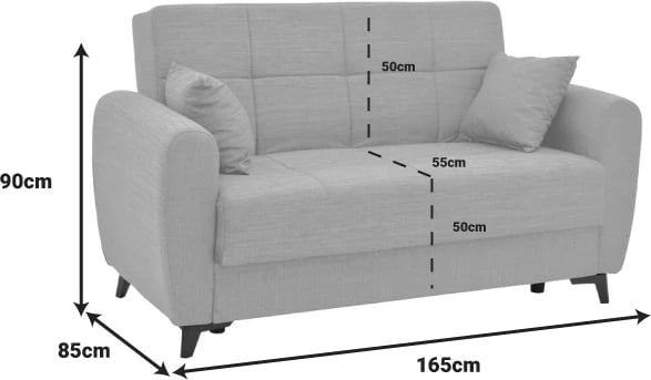 Set salloni 2 pjesë Lincoln, stof ngjyrë hiri e çelët