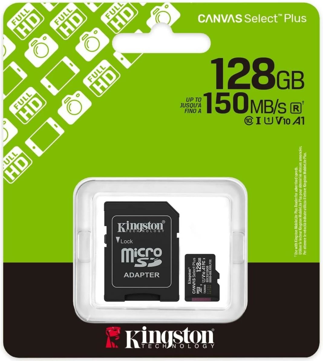 MicroSD Kingston Canvas Select Plus 128GB me adapter