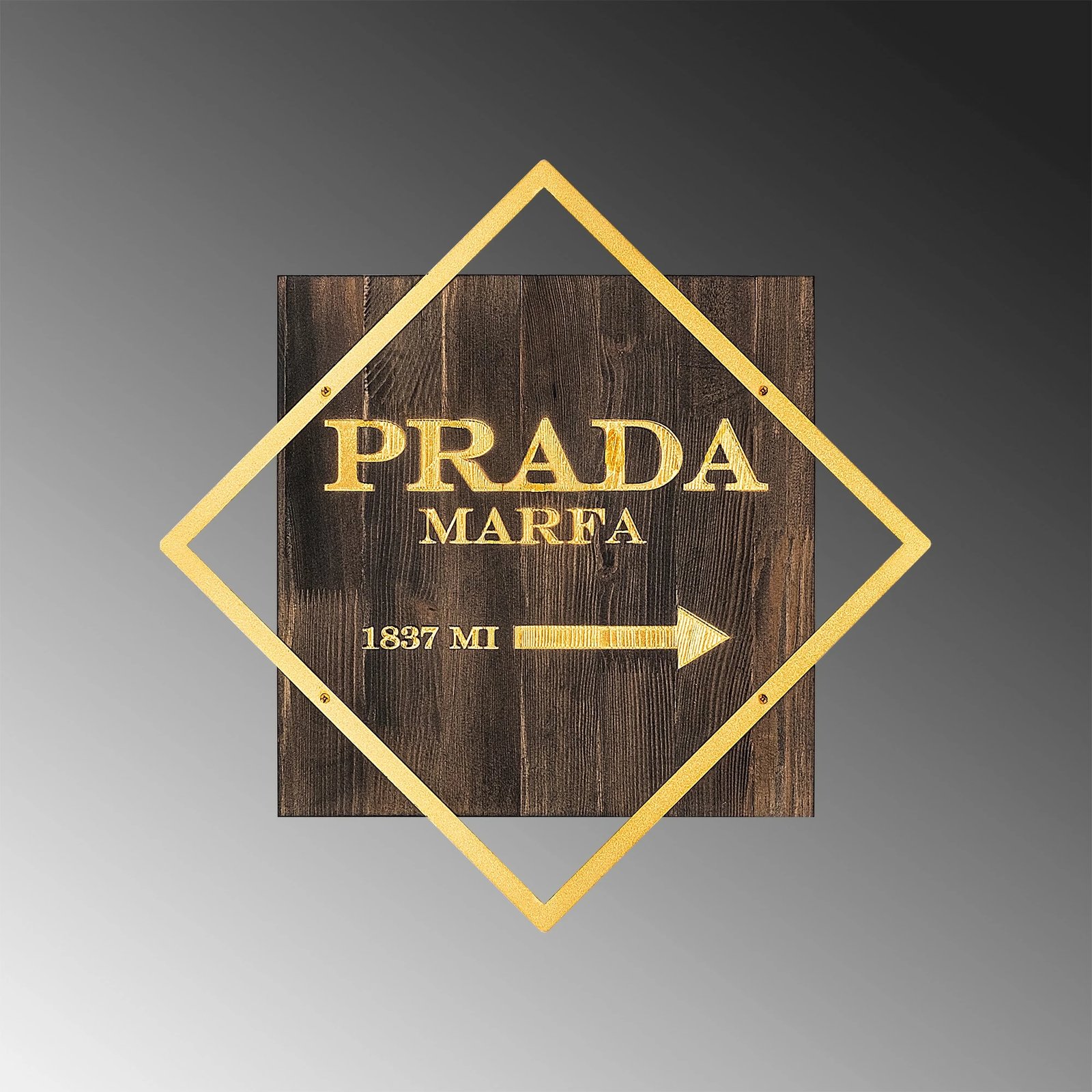 Aksesore dekorativ prej druri për mur, Wallity, ngjyrë arre dhe ari