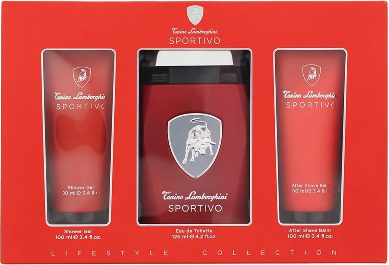 Set Eau de Toilette, Shower Gel dhe After Shave Balm Tonino Lamborghini Sportivo unisex 125ml+100ml+100ml
