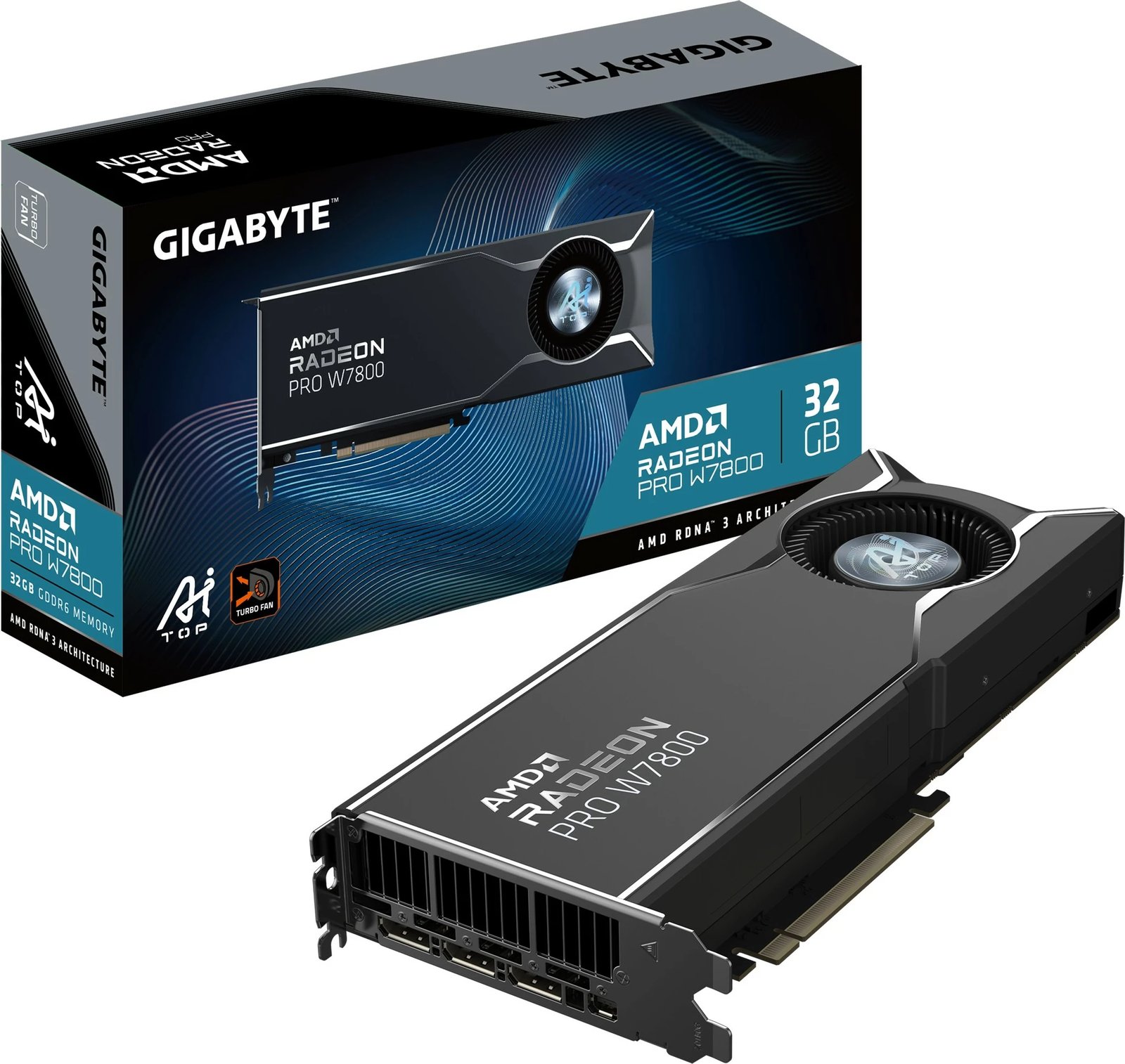 Kartë grafike Gigabyte Radeon PRO W7800 AI TOP 32GB GDDR6, gri