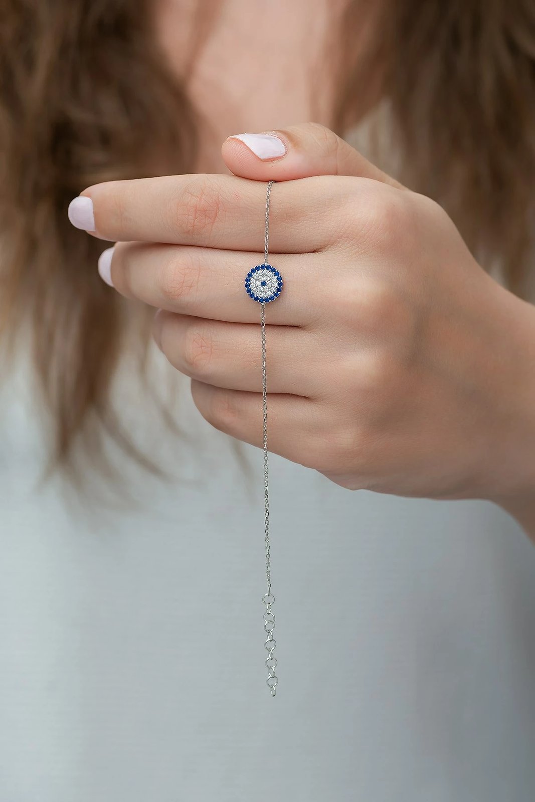 Byzylyk argjendi Jumeon, TRDYL765, ngjyrë argjendi, gurë zirkon blu e bardhë