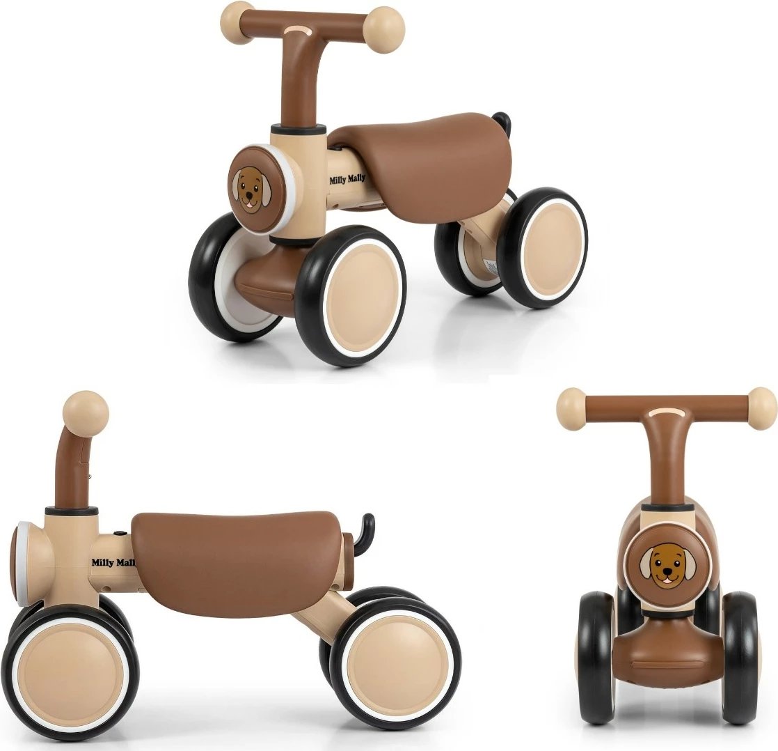 Ride-on për fëmijë, Milly Mally York 6480, 4 rrota, LED dhe tinguj, 12–36 muaj, ngarkesa 25 kg, bejzh (puppy)