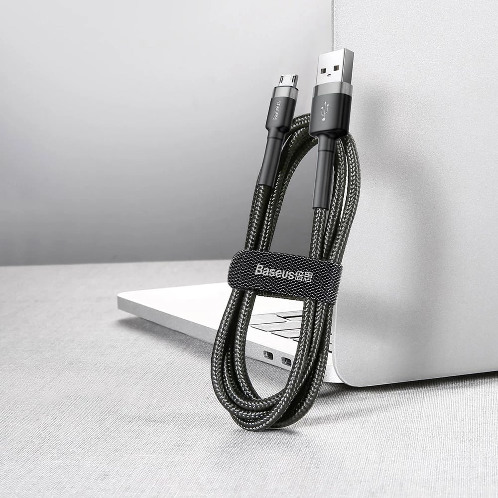 Kabllo Baseus Cafule CAMKLF-BG1, USB-A në micro USB, 1m, e zezë-gri