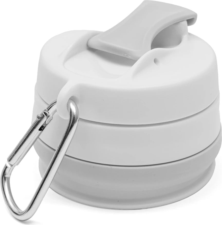 Gotë palosëse silikoni, New Baby, 350 ml, me karabinë, gri