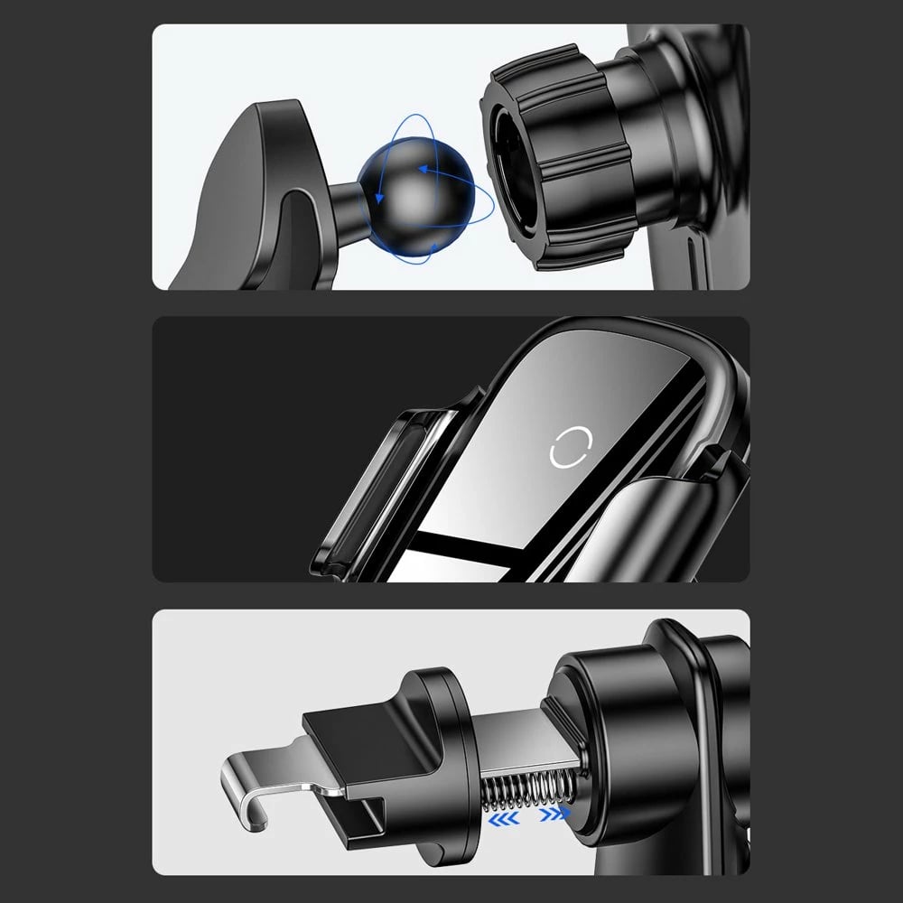 Mbajtës elektrik Baseus WXHW03-01 me karikim wireless Qi 15W, i zi