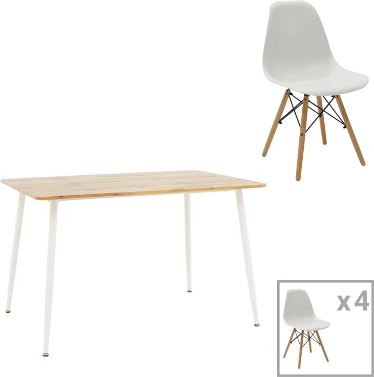 Set tavoline me karrige Julita-Cuba, ngjyrë e bardhë-sonoma, 120x80x75cm