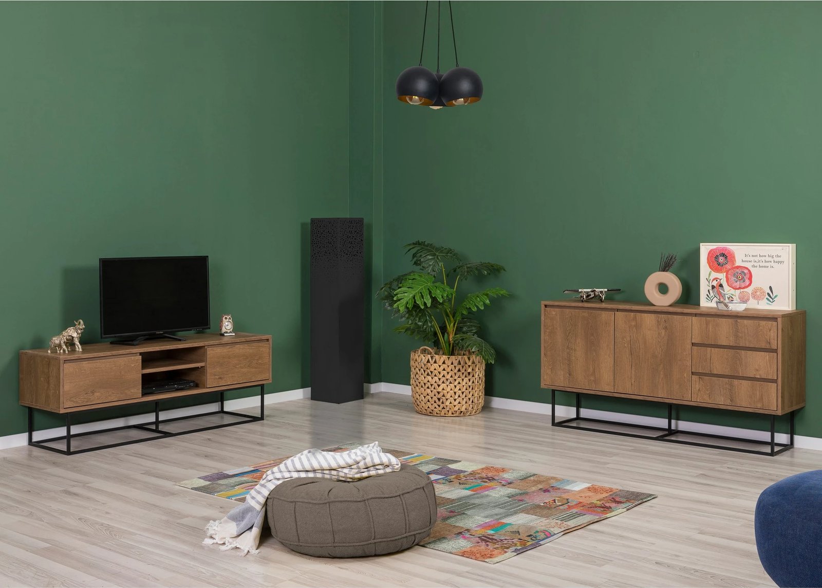 Set mobiljesh për dhomë dite Skye Decor, Laxus Takım 2, ngjyrë arrë dhe e zezë