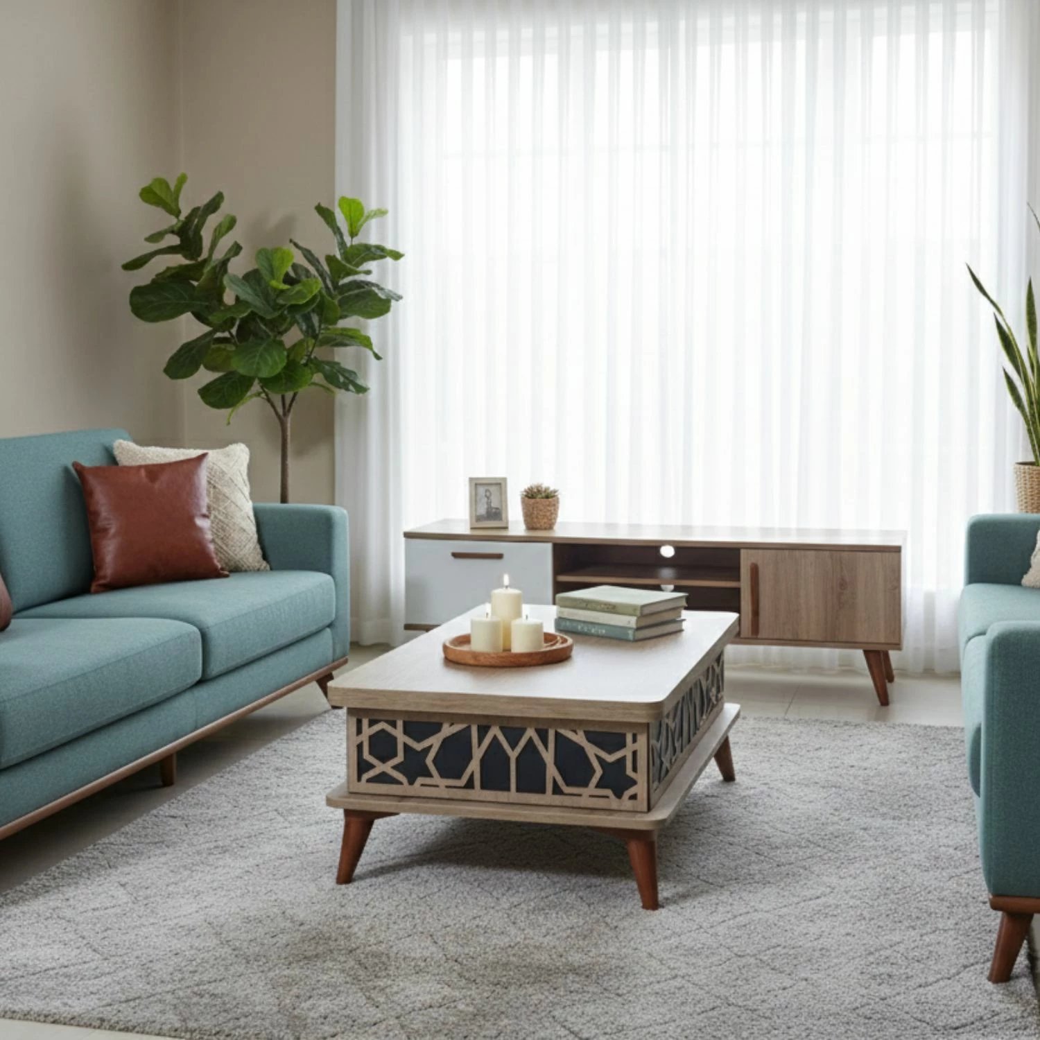 Tavolinë kafeje, ngjyrë blu, Skye Decor, Ada