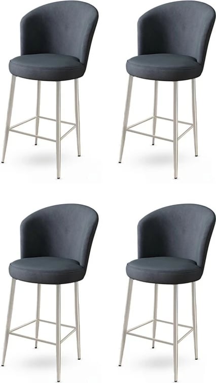 Set karrigesh për bar (4 copë), Hanah Home Fora, antracit, krom