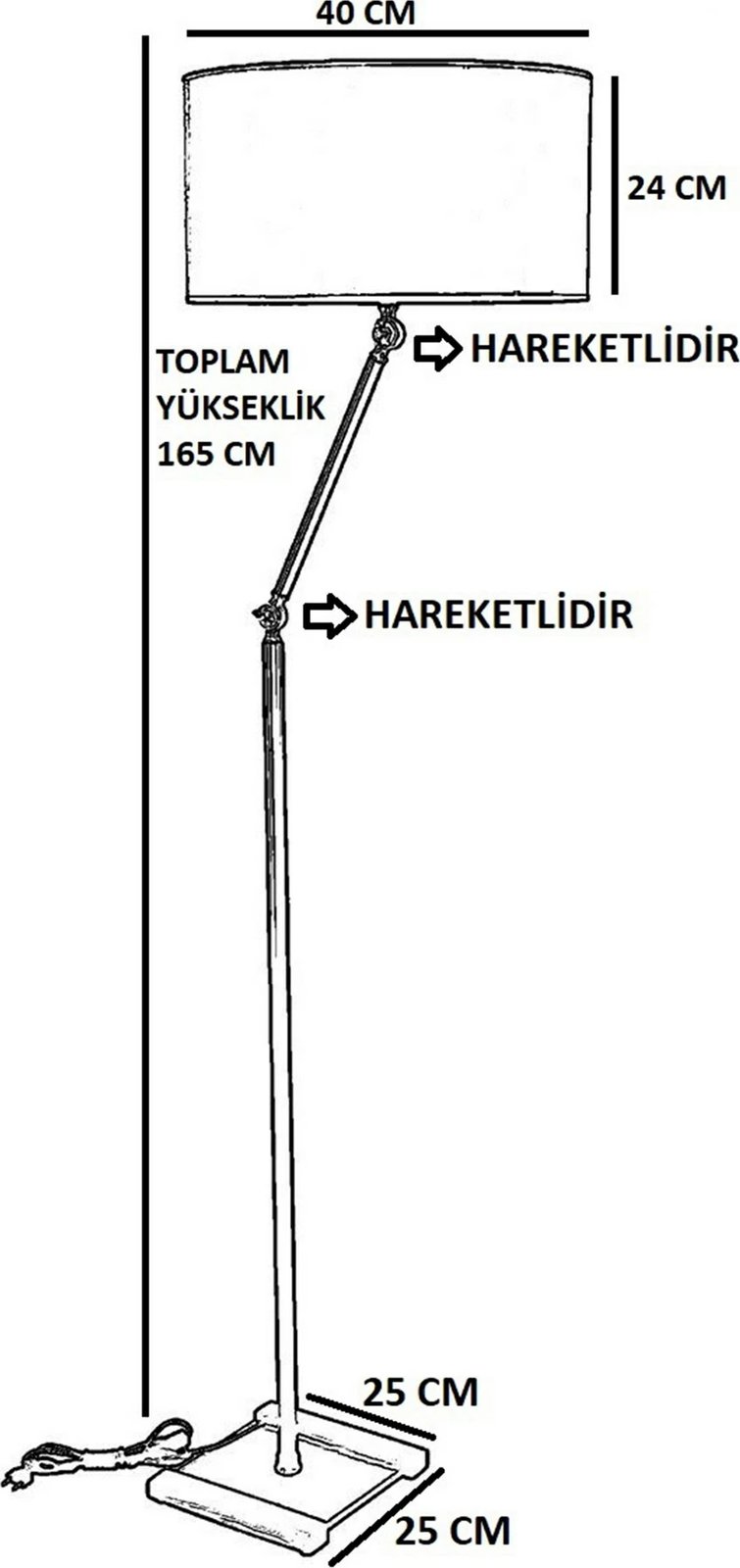 Llambë dyshemeje Opviq, 8586-4, trup metalik, kapak stof, ngjyrë mink, e zezë, ari, 165cm