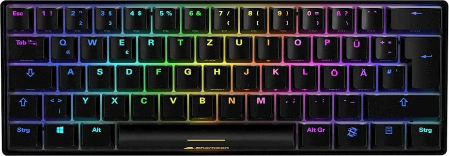 Tastierë gaming Sharkoon SGK50 S4, 60%, RGB, USB Type-C, QWERTZ, e zezë