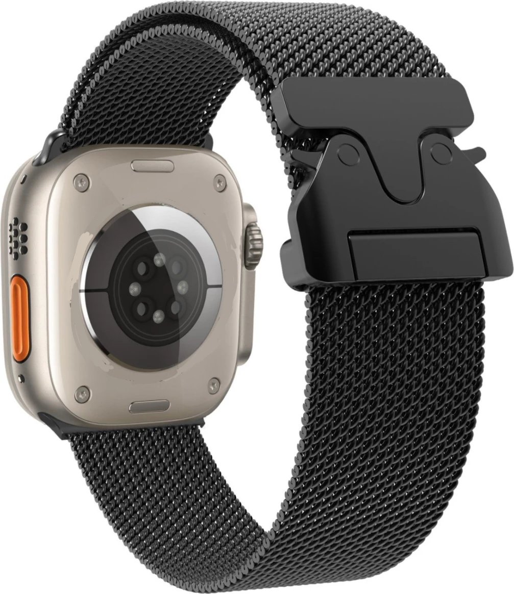 Rrip titani Hurtel Milanese Loop për Apple Watch 42/44/45/46/49 mm, i zi