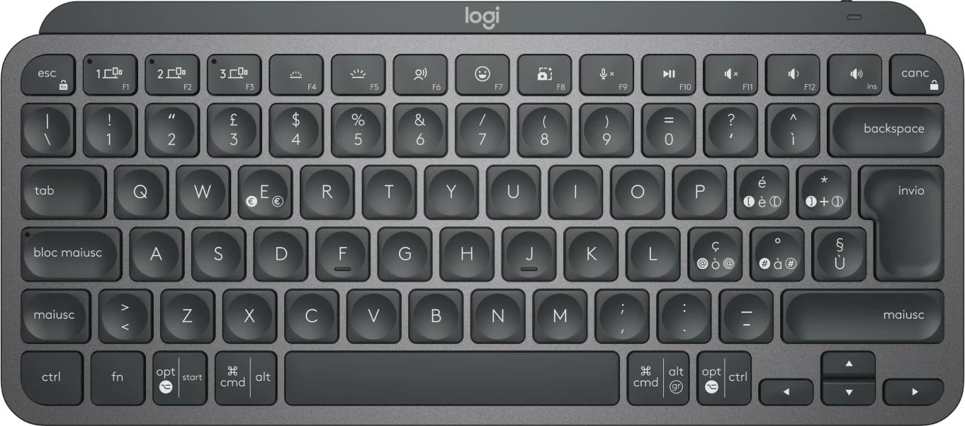 Tastierë Logitech MX Keys Mini for Business, wireless, kompakte, gri e errët