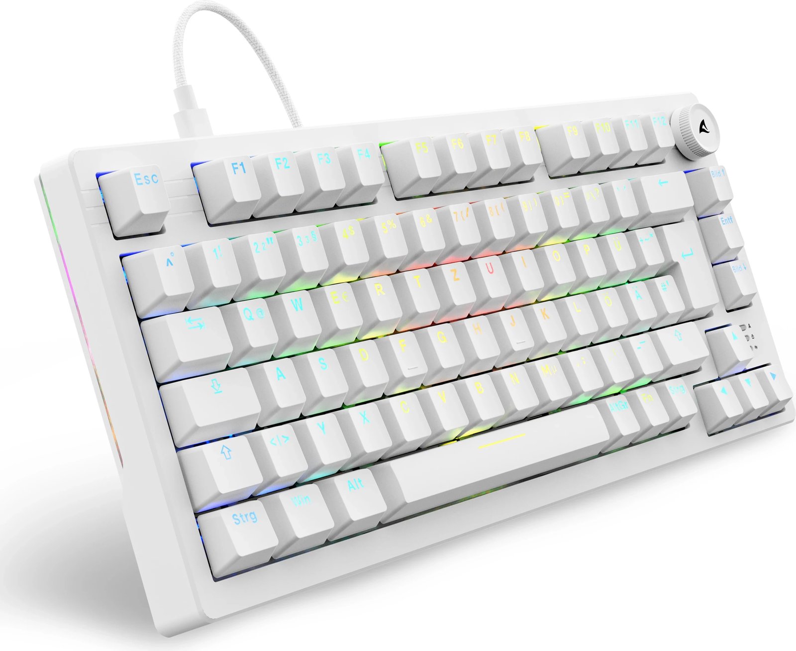 Tastierë gaming Sharkoon Skiller SGK25, mekanike, RGB, pa numpad, e bardhë